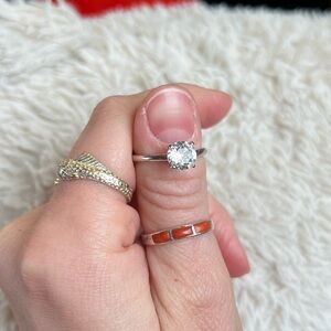 Vtg Uncas Silver Solitaire Ring